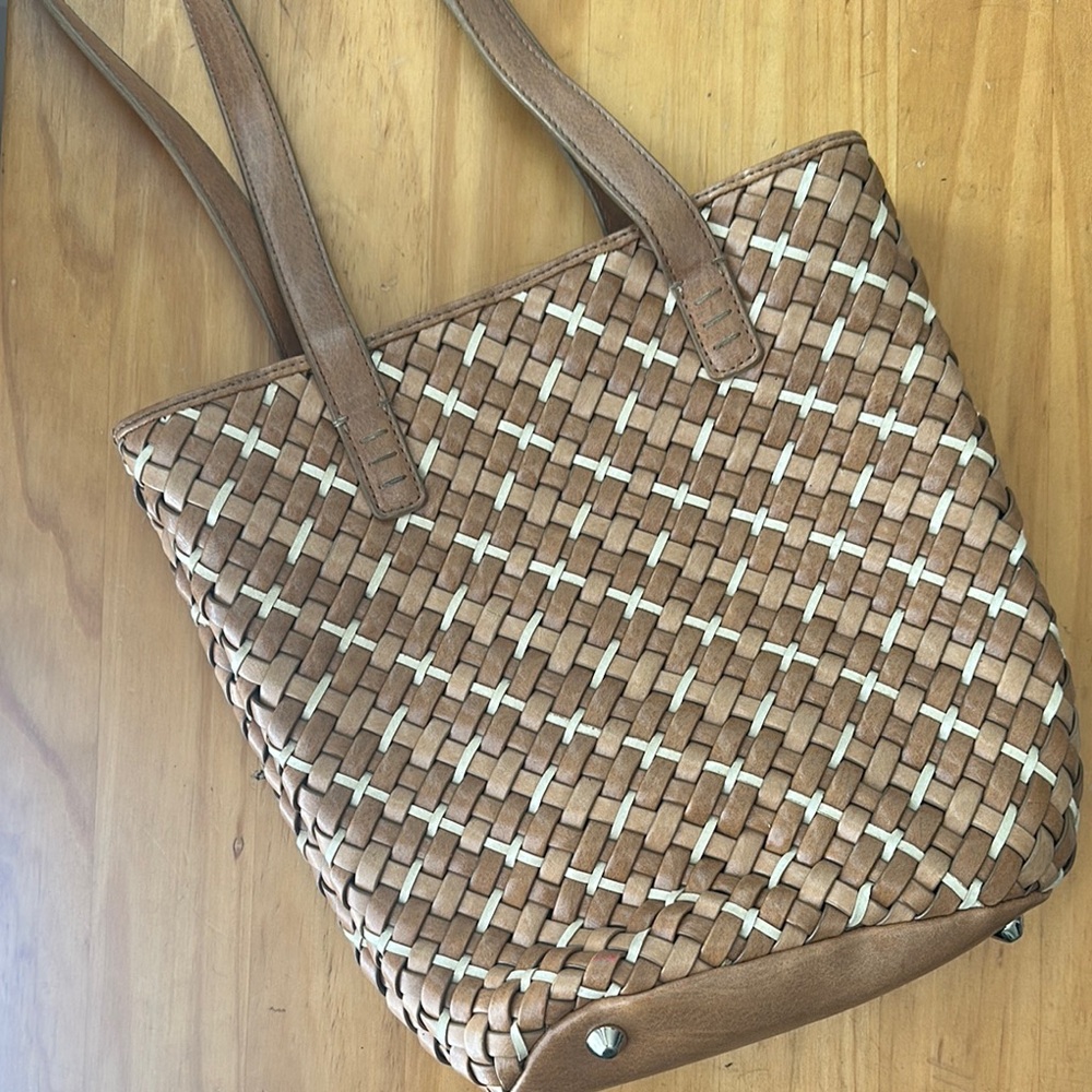 Nine West Tan and Cream Woven Tote Bag - Picture 4 of 14